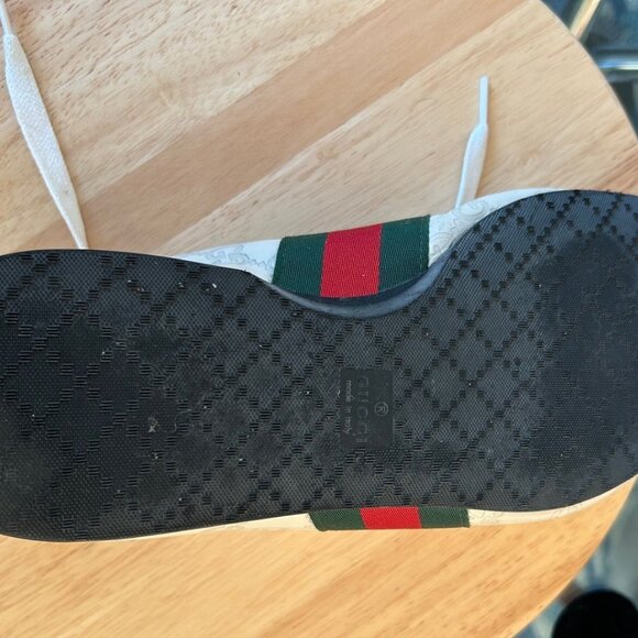 Gucci Guccissima GG Logo cream green red sneakers size 10 1/2 G 11 1/2 US Preown - Picture 7 of 16